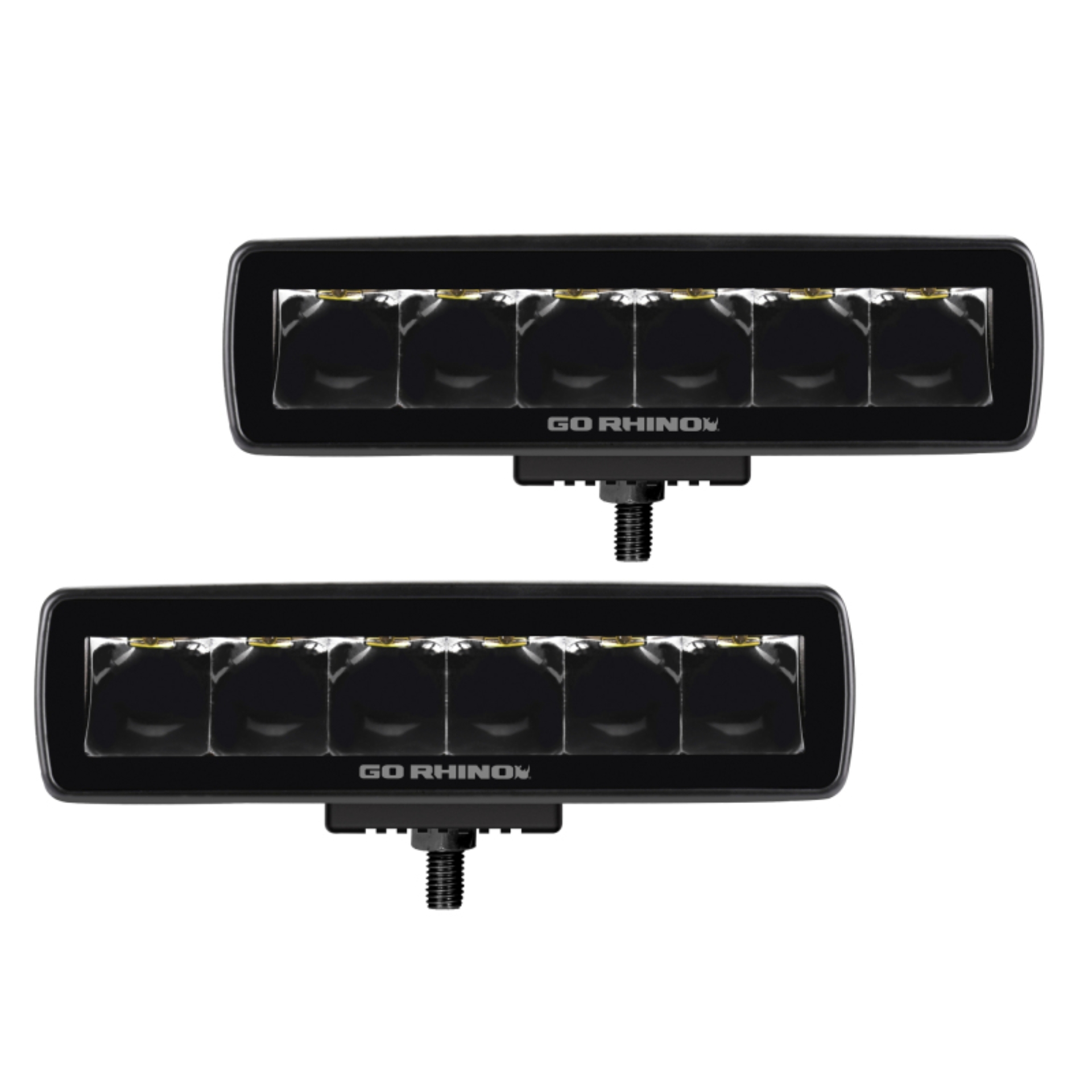 Picture of Go Rhino Xplor Blackout Series Sixline LED Spot Light Kit (Surface/Threaded Stud Mount) - Blk (Pair)