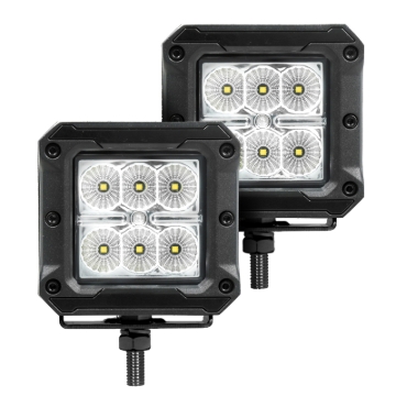 Picture of Go Rhino Xplor Bright Series Cube LED Flood Light Kit (Surface/Threaded Stud Mount) 3x3 - Blk (Pair)