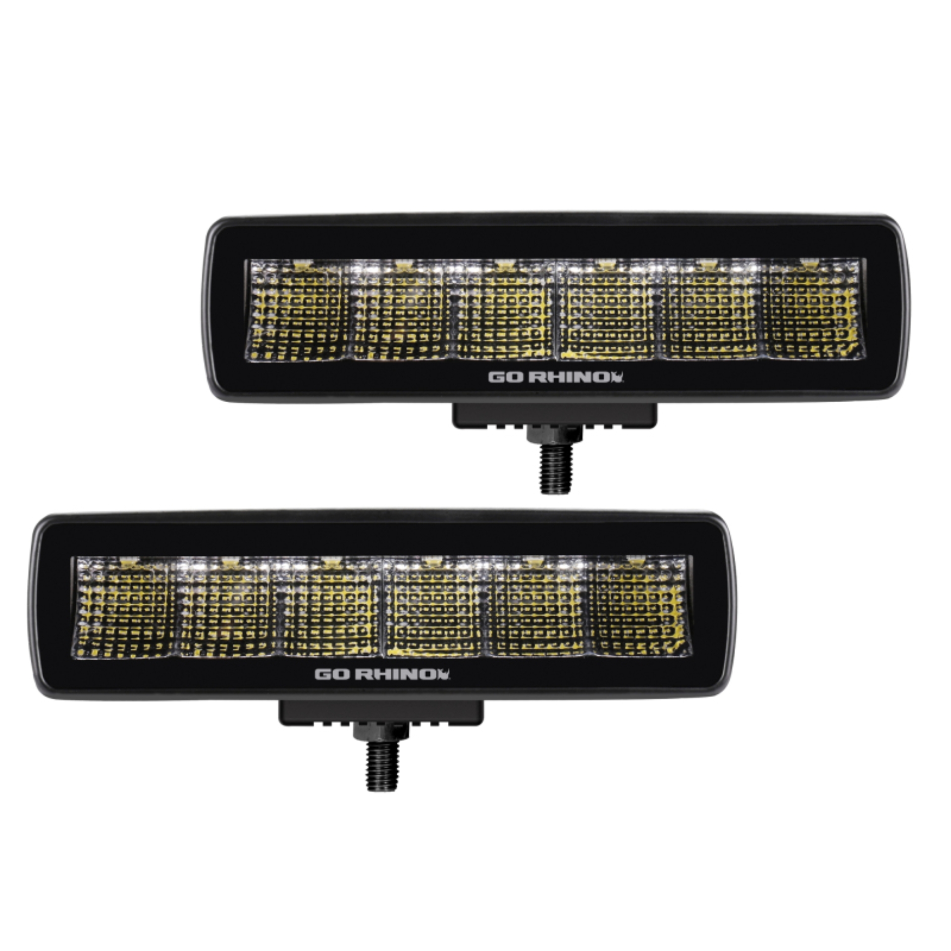 Picture of Go Rhino Xplor Blackout Series Sixline LED Flood Light Kit (Surface/Threaded Stud Mnt) - Blk (Pair)