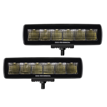 Picture of Go Rhino Xplor Blackout Series Sixline LED Flood Light Kit (Surface/Threaded Stud Mnt) - Blk (Pair)