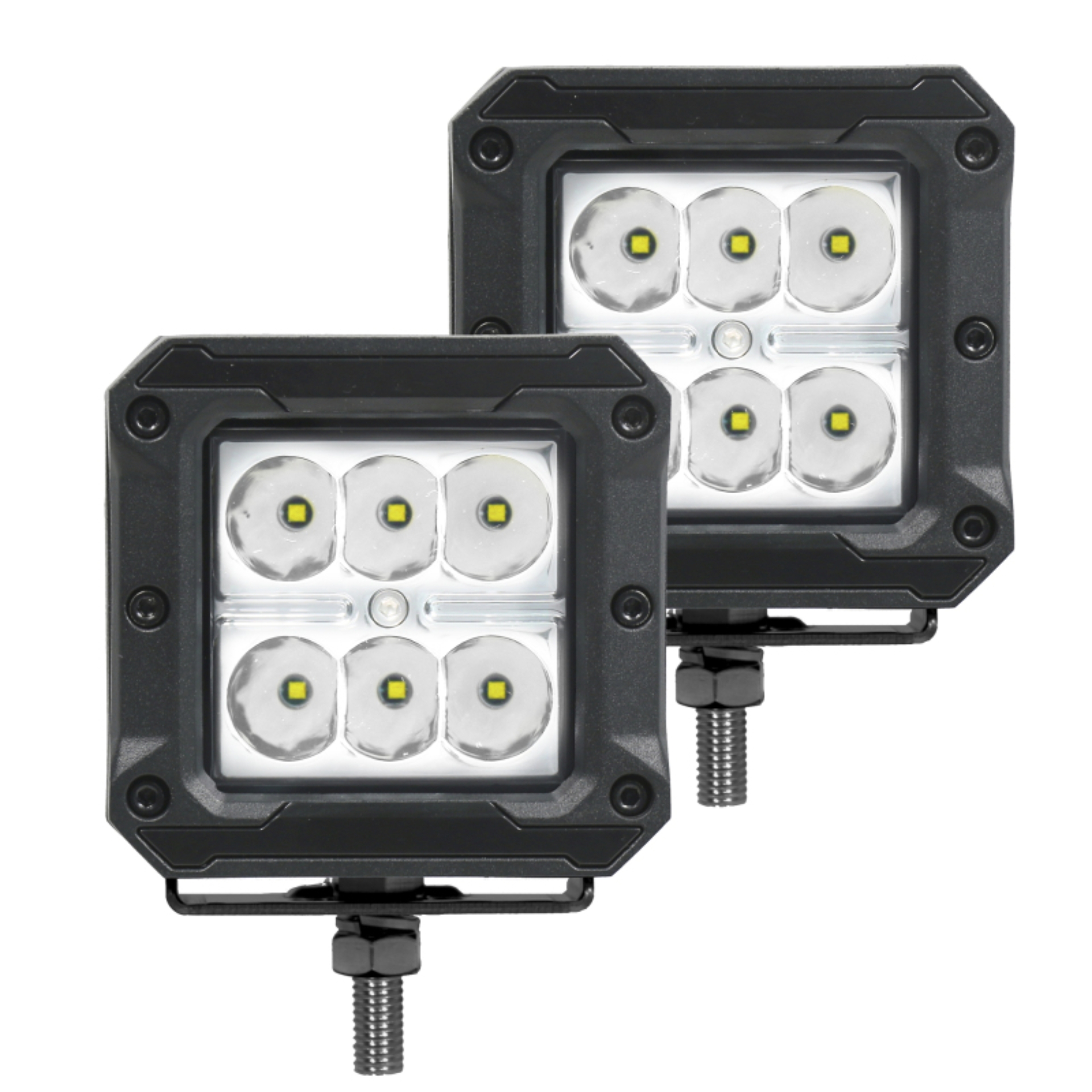 Picture of Go Rhino Xplor Bright Series Cube LED Spot Light Kit (Surface/Threaded Stud Mount) 3x3 - Blk (Pair)