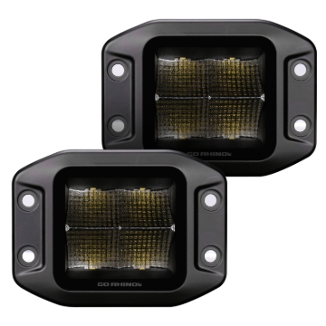 Picture of Go Rhino Xplor Blackout Series Cube LED Flood Light Kit (Flush Mount) 3x3 - Blk (Pair)