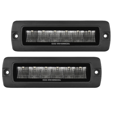 Picture of Go Rhino Xplor Blackout Series Sixline LED Flood Light Kit (Flush Mount) - Blk (Pair)
