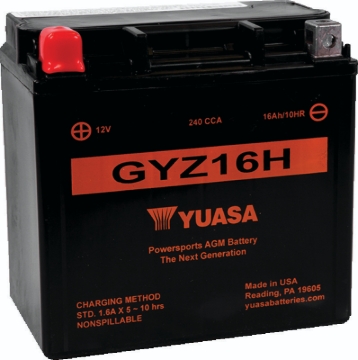 Picture of Yuasa GYZ16H High Performance Maintenance Free AGM 12-Volt Battery