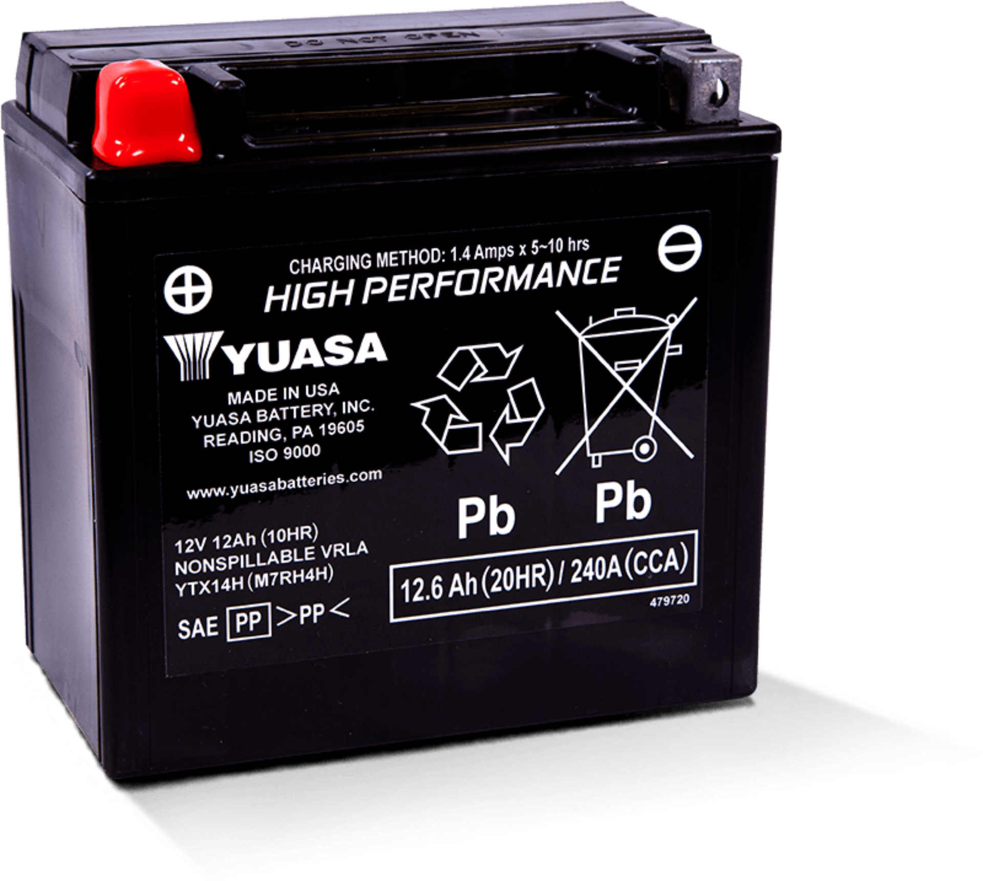 Picture of Yuasa YTX14AH Maintenance Free AGM 12-Volt Battery