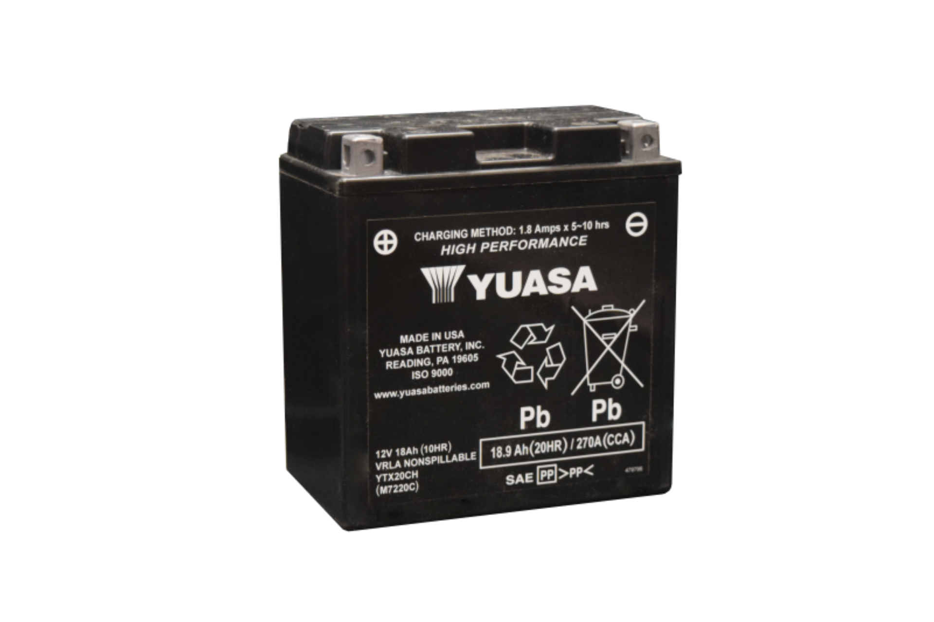 Picture of Yuasa YTX20CH Maintenance Free AGM 12-Volt Battery