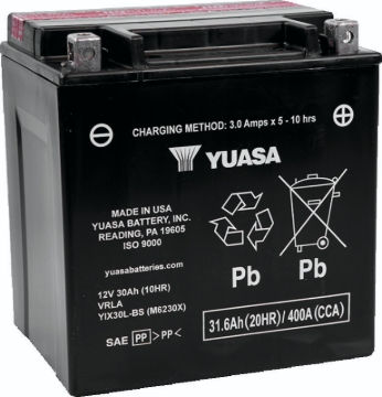 Picture of Yuasa YIX30L-BS-PW High Performance Maintenance Free AGM 12-Volt Battery w/Bottle