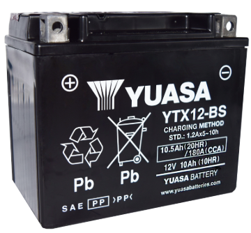 Picture of Yuasa YTX12-BS Maintenance Free AGM 12-Volt Battery w/Bottle