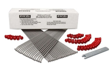 Picture of Excel Rear Spoke/Red Nipple Set (w/ Wrench) - 8 Gauge / 36 Qty - Red