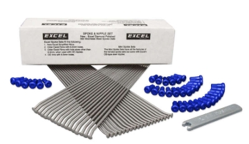 Picture of Excel Rear Spoke/Blue Nipple Set (w/ Wrench) - 8 Gauge / 36 Qty - Blue
