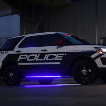 Picture of Putco 11-19 Ford Explorer Interceptor Blade Rocker Kits Sideliners - Blue & White w/ White Override