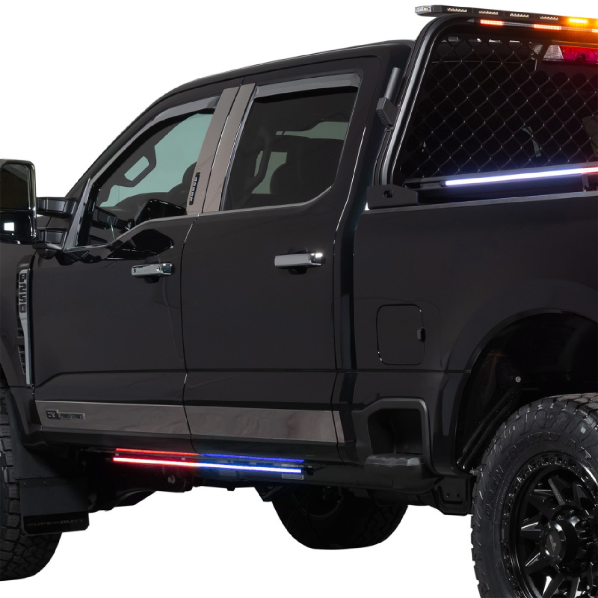 Picture of Putco 19-23 Chevrolet Silverado Blade Rocker Kits Sideliners - Red/Blue w/ White Override