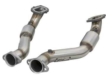 Picture of aFe POWER 14-18 Chevrolet Corvette C7 & Z06 Twisted Steel 3in 304 Stainless Steel Mid Pipe w/ Cat