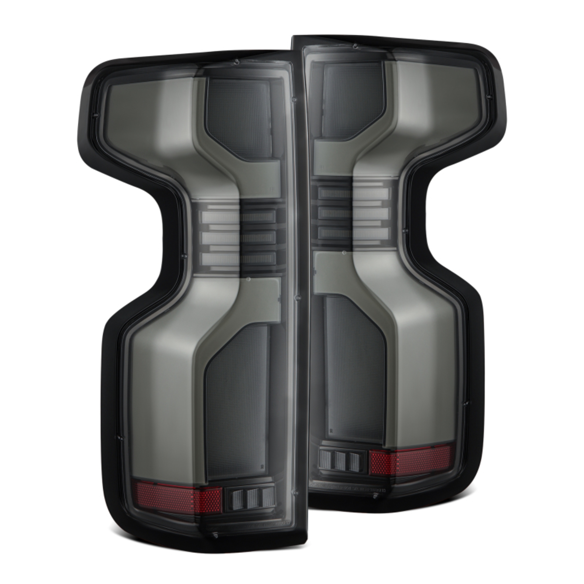 Picture of AlphaRex 19-24 Chevy Silverado 1500 / 20-24 2500HD/3500HD LUXX-Series LED Tail Lights Alpha Black