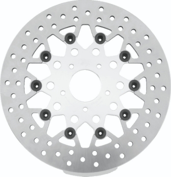 Picture of Twin Power 08-13 FLH FLT 08-16 FLHR 06-17 Dyna Front 11.8 Floating Mesh Rotor Silver