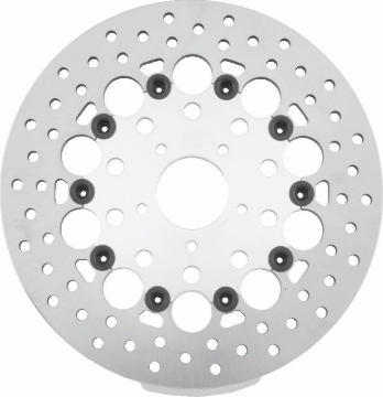 Picture of Twin Power 08-13 FLH FLT 08-16 FLHR 6-17 DYNA Front 11.8 Floating Rotor With Holes Silver