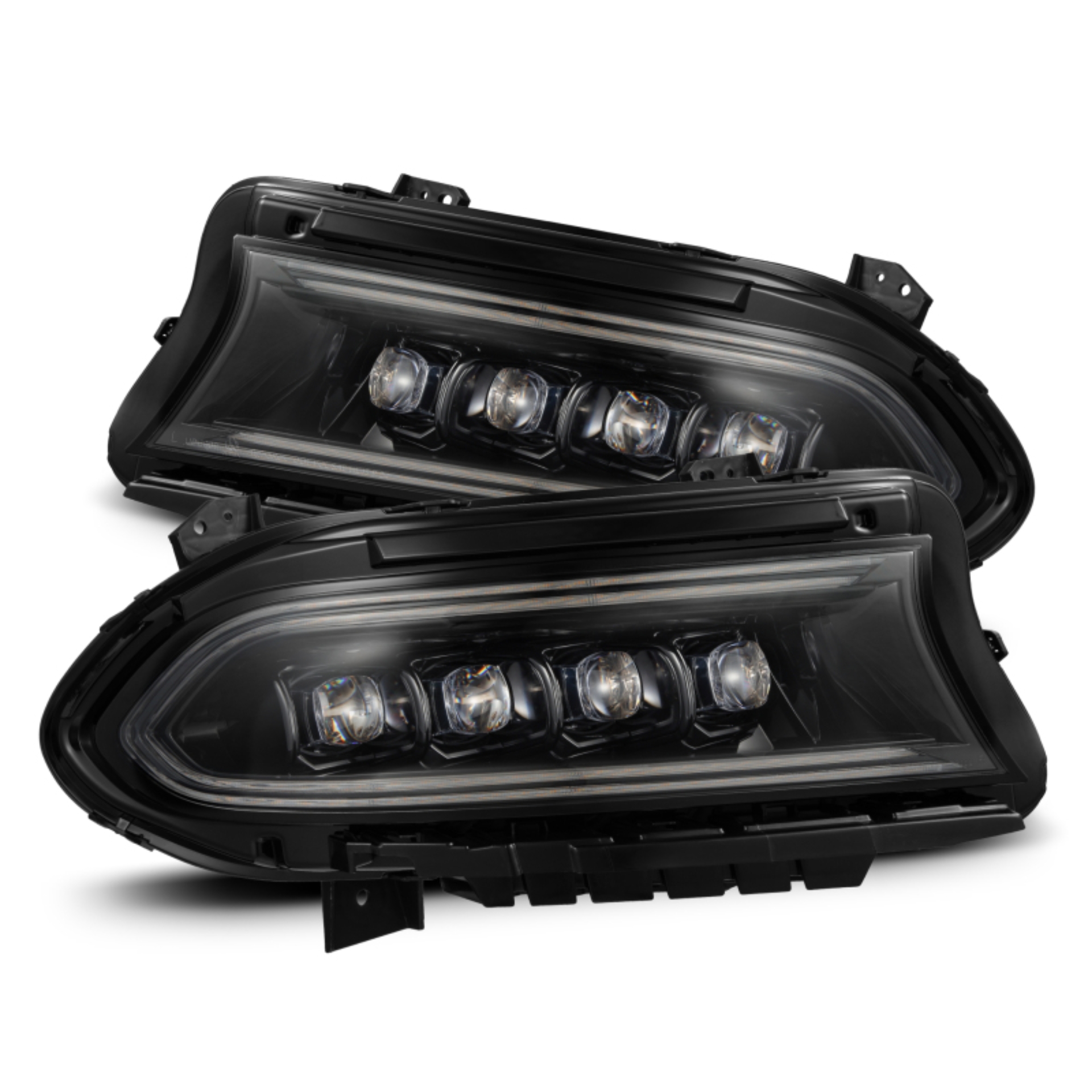 Picture of AlphaRex 15-23 Dodge Charger NOVA LED Proj Headlights Alpha-Blk w/Actv Light & Seq.Sig / SB DRL