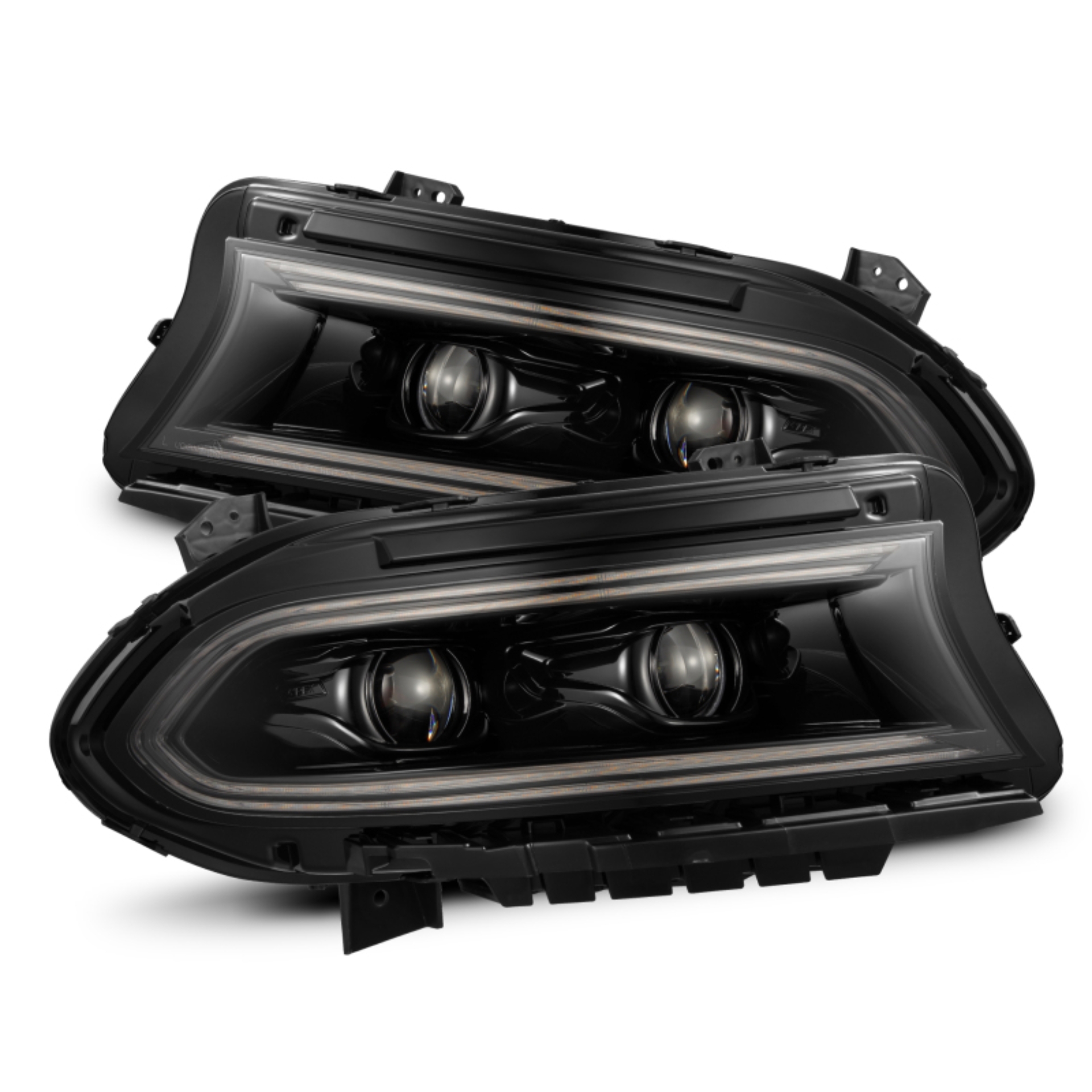 Picture of AlphaRex 15-23 Dodge Charger LUXX LED Proj Headlights Alpha-Black w/Actv Light & Seq.Sig / SB DRL
