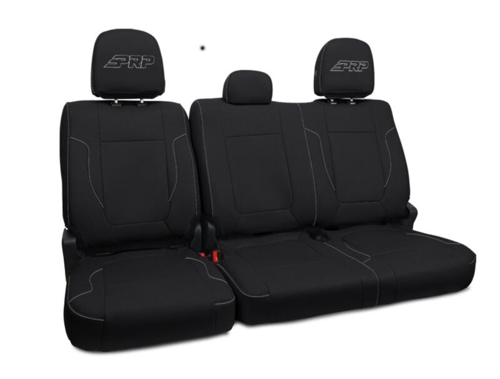Picture of PRP 12-14 Ford Raptor  Rear Bench Seat Covers- Black with Silver Stitch