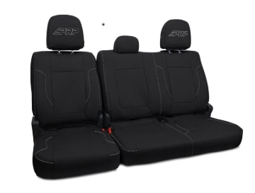 Picture of PRP 12-14 Ford Raptor  Rear Bench Seat Covers- Black with Silver Stitch