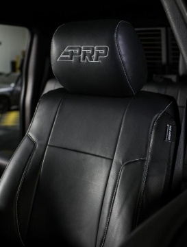 Picture of PRP 12-14 Ford Raptor Front Seat Covers (Pair) - Black w Silver Stitch
