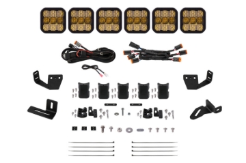 Picture of Diode Dynamics Prinsu/Sherpa Roof Racks SS5 6-Pod CrossLink Mounting Kit - Sport Yellow Combo