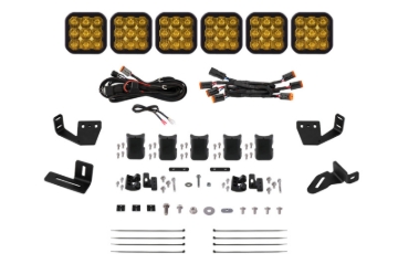 Picture of Diode Dynamics Prinsu/Sherpa Roof Racks SS5 6-Pod CrossLink Mounting Kit - Sport Yellow Driving
