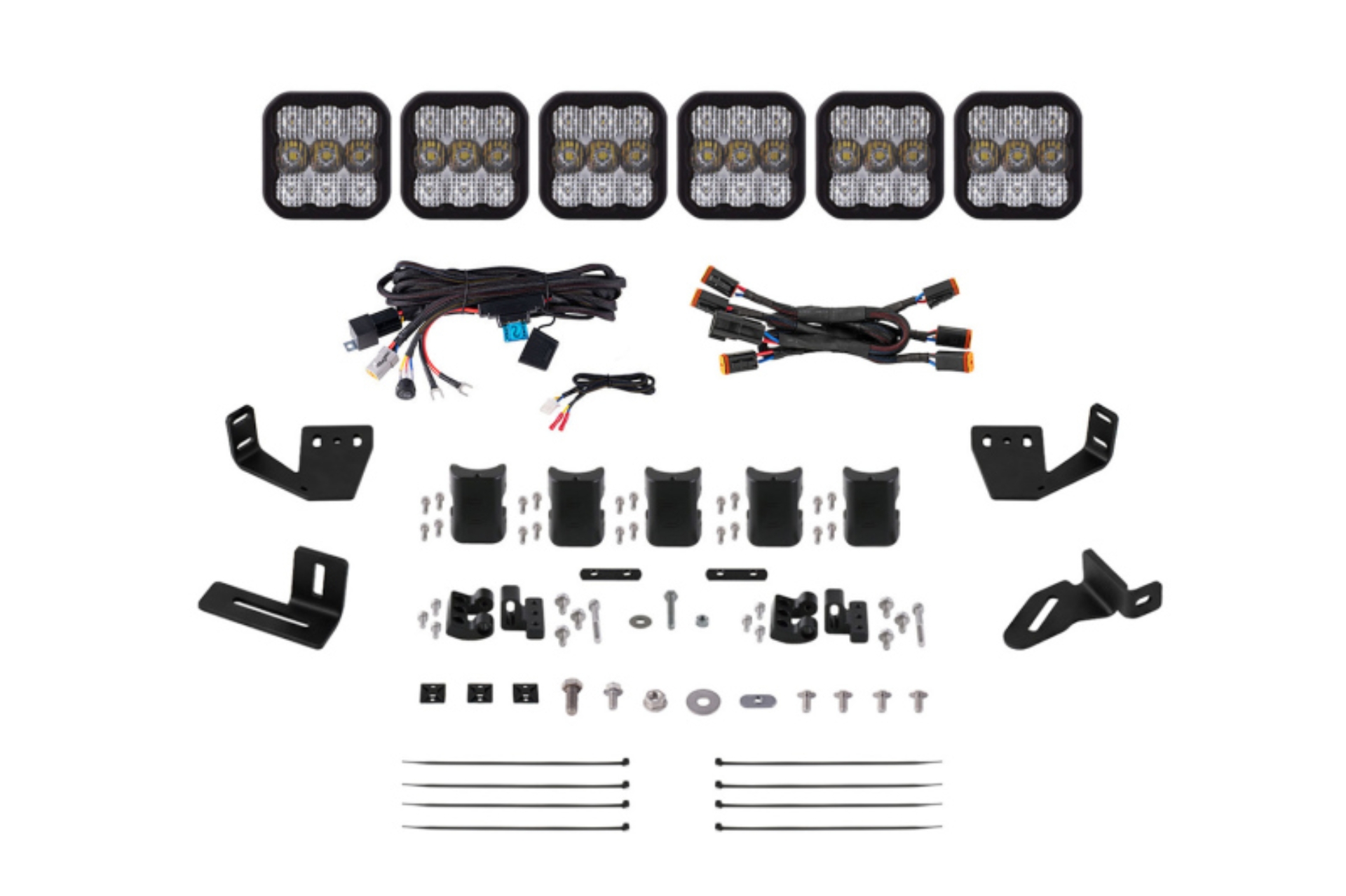Picture of Diode Dynamics Prinsu/Sherpa Roof Racks SS5 6-Pod CrossLink Mounting Kit - Pro White Combo