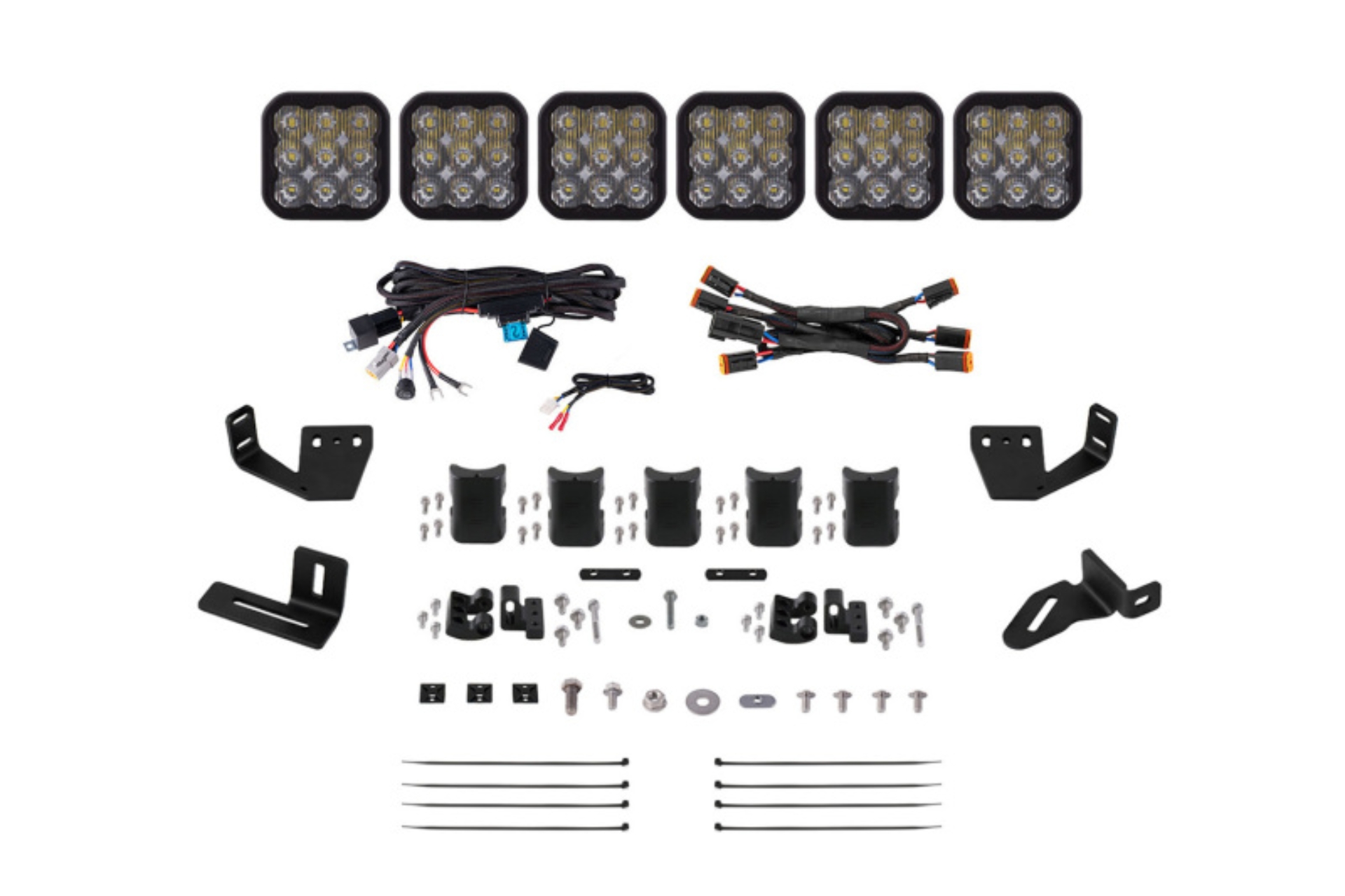Picture of Diode Dynamics Prinsu/Sherpa Roof Racks- SS5 6-Pod CrossLink Mounting Kit - Pro White Driving
