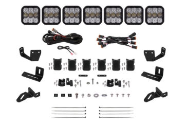 Picture of Diode Dynamics Prinsu/Sherpa Roof Racks- SS5 7-Pod CrossLink Mounting Kit - Sport White Combo