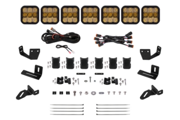 Picture of Diode Dynamics Prinsu/Sherpa Roof Racks- SS5 7-Pod CrossLink Mounting Kit - Sport Yellow Combo