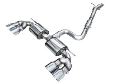 Picture of AWE Tuning MK8 Volkswagen Golf R 3in Touring Edition Quad Exhaust - Chrome Silver Tips