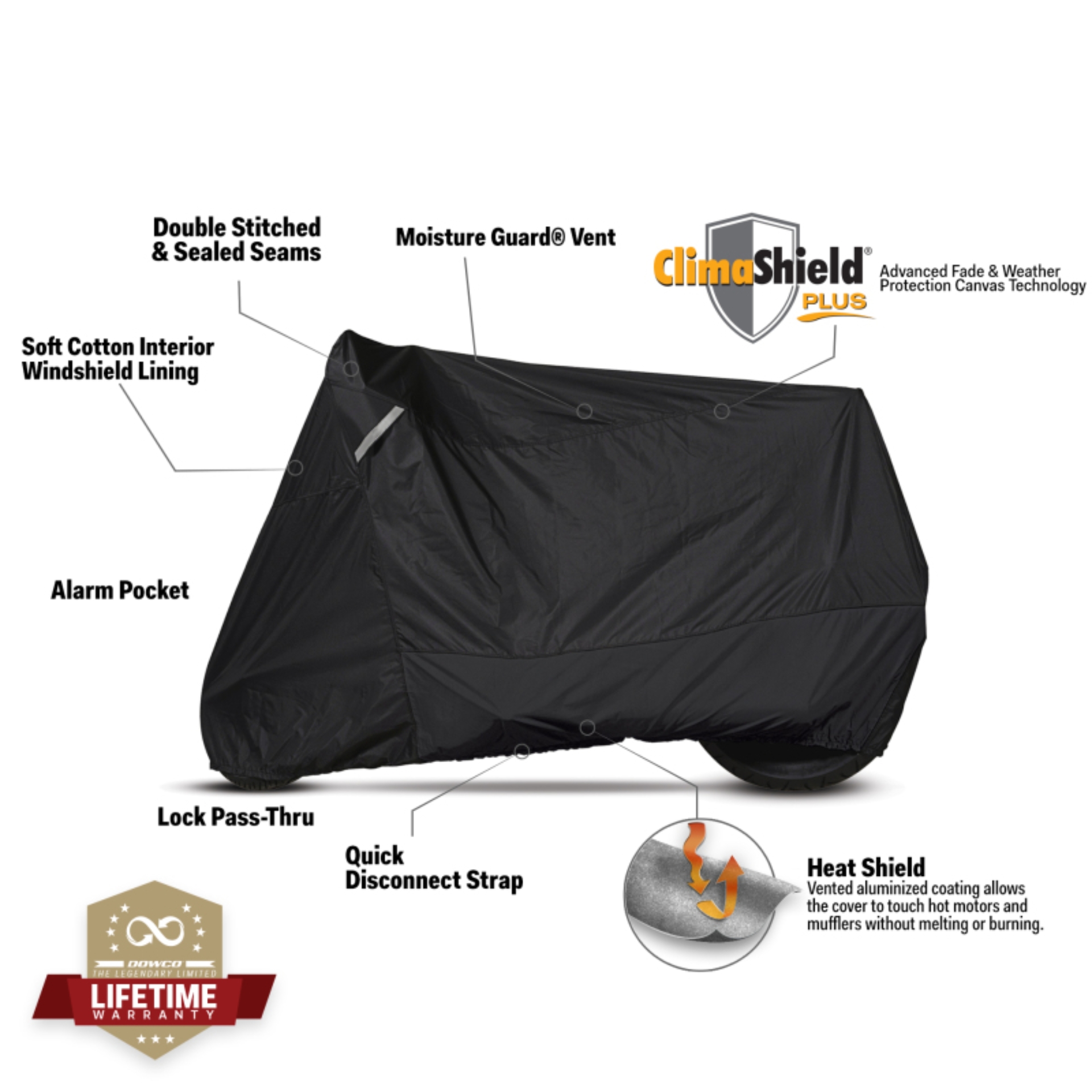 Picture of Dowco Cruisers (Small/Medium Models) WeatherAll Plus Motorcycle Cover - Black