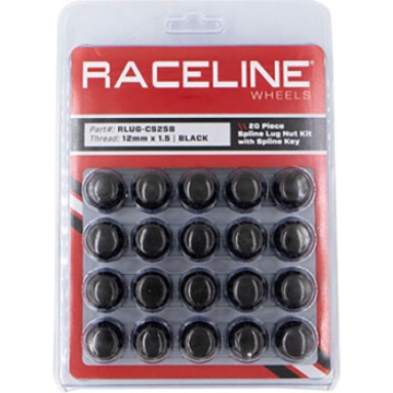 Picture of Raceline Spline Lug Nut Kit with Spline Key 12 x 1.5 - 20 Pack - Black