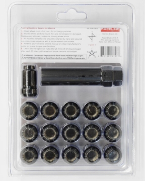 Picture of Raceline Spline Lug Nut Kit with Spline Key 12 x 1.5 - 16 Pack - Black