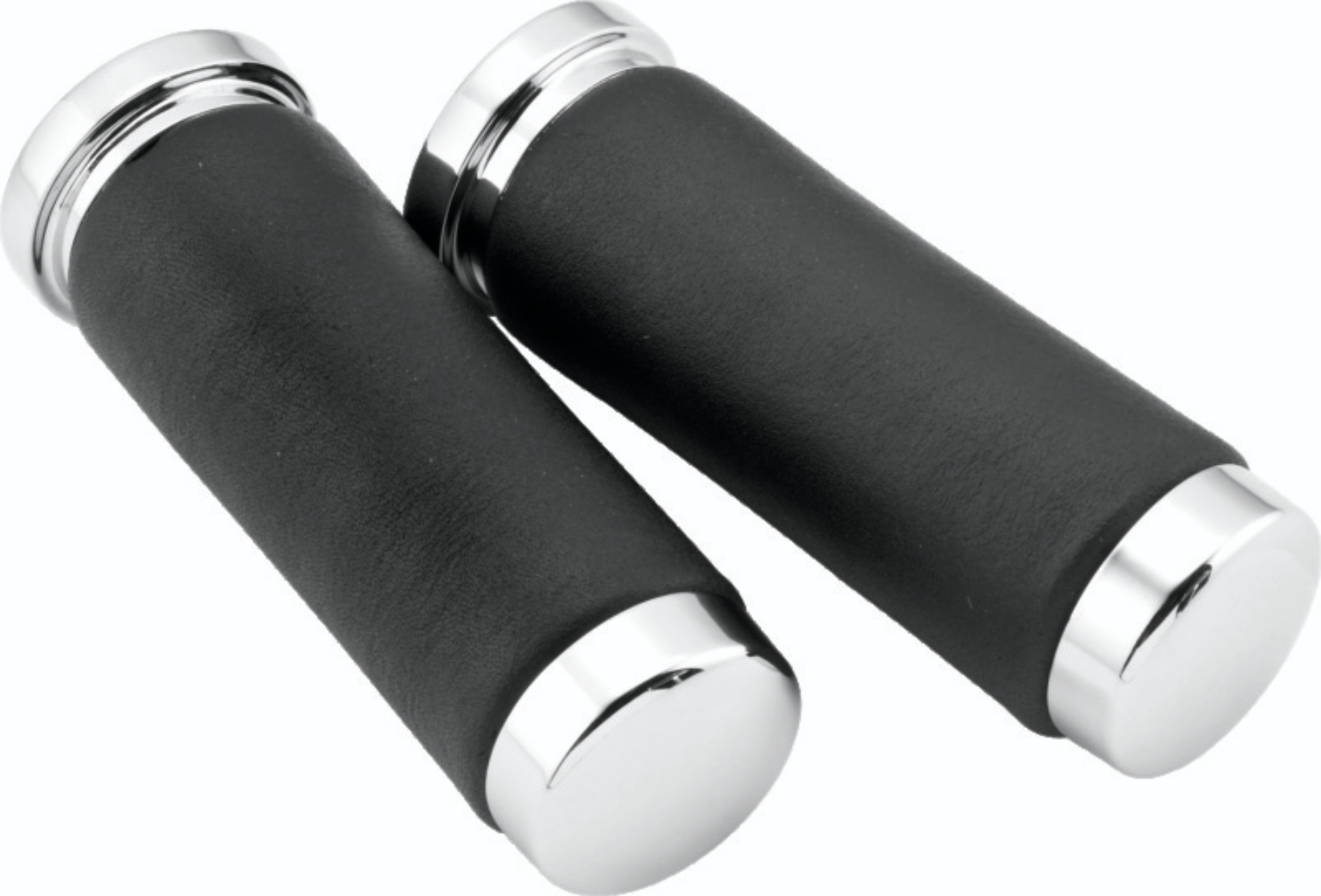 Picture of Bikers Choice Chrome / Leather 1 Inch Grips Universal Pr