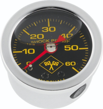 Picture of Bikers Choice 0-60 PSI Oil Pressure Gauge Black Face Stainless Bezel Liquid Filled Universal Custom