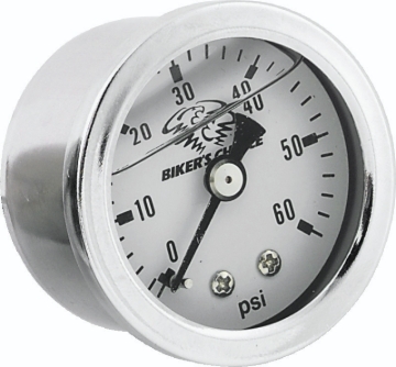 Picture of Bikers Choice White Face Liquid Filled Oil Pressure Gauge 0-60 Psi 1/8 NPT