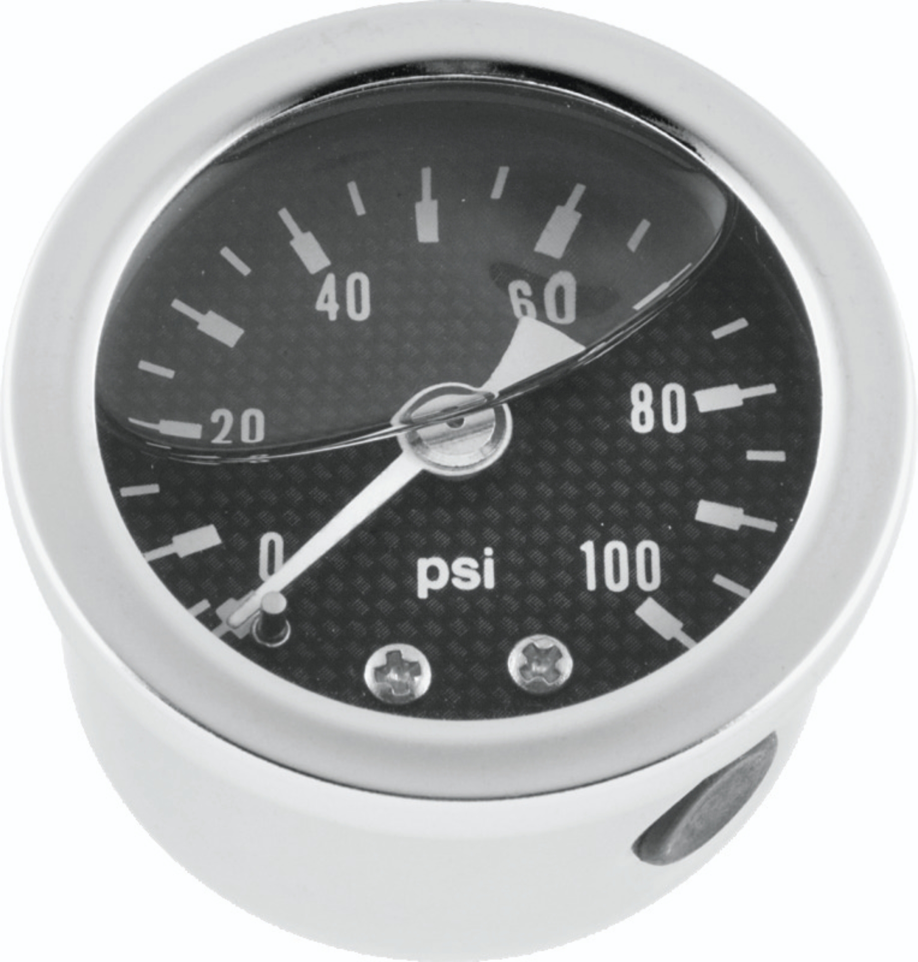Picture of Bikers Choice 0-100 PSI Oil Pressure Gauge Carbon Face Stainless Bezel Liquid Filled Univ Custom