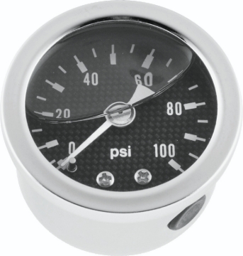 Picture of Bikers Choice 0-100 PSI Oil Pressure Gauge Carbon Face Stainless Bezel Liquid Filled Univ Custom
