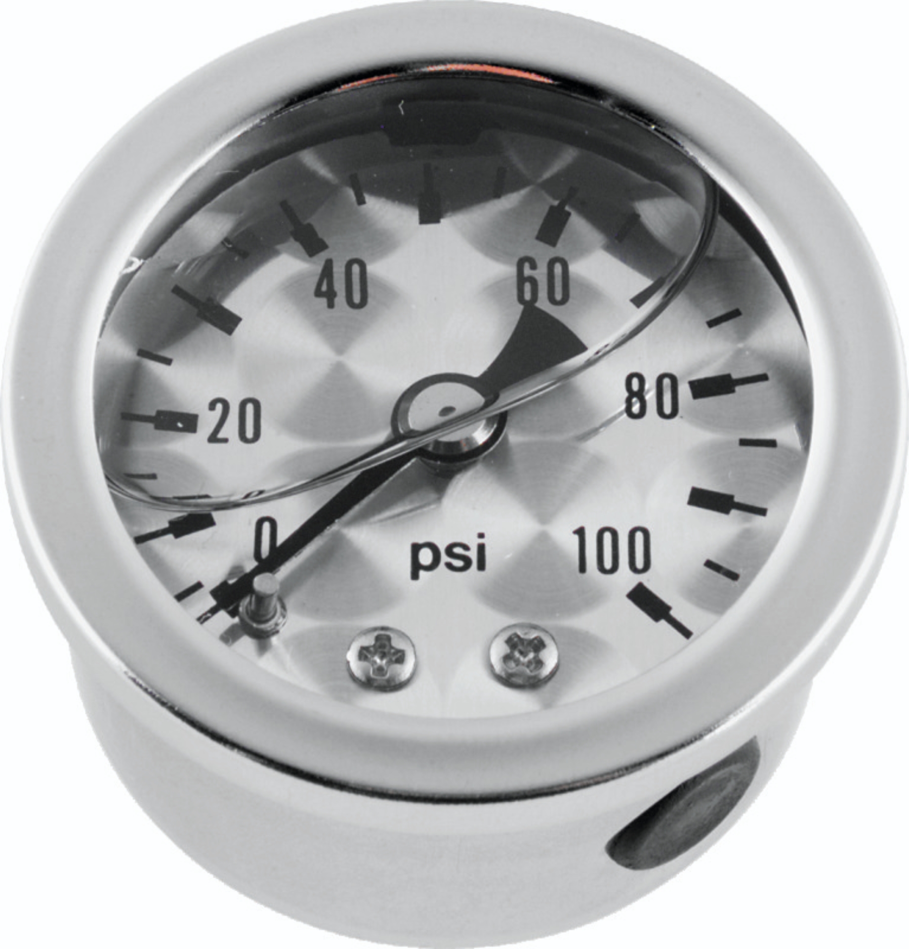 Picture of Bikers Choice 0-100 PSI Oil Pressure Gauge Engine Turned Face SS Bezel Liquid Filled Universal Cstm