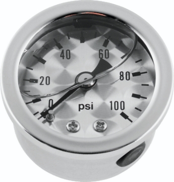 Picture of Bikers Choice 0-100 PSI Oil Pressure Gauge Engine Turned Face SS Bezel Liquid Filled Universal Cstm