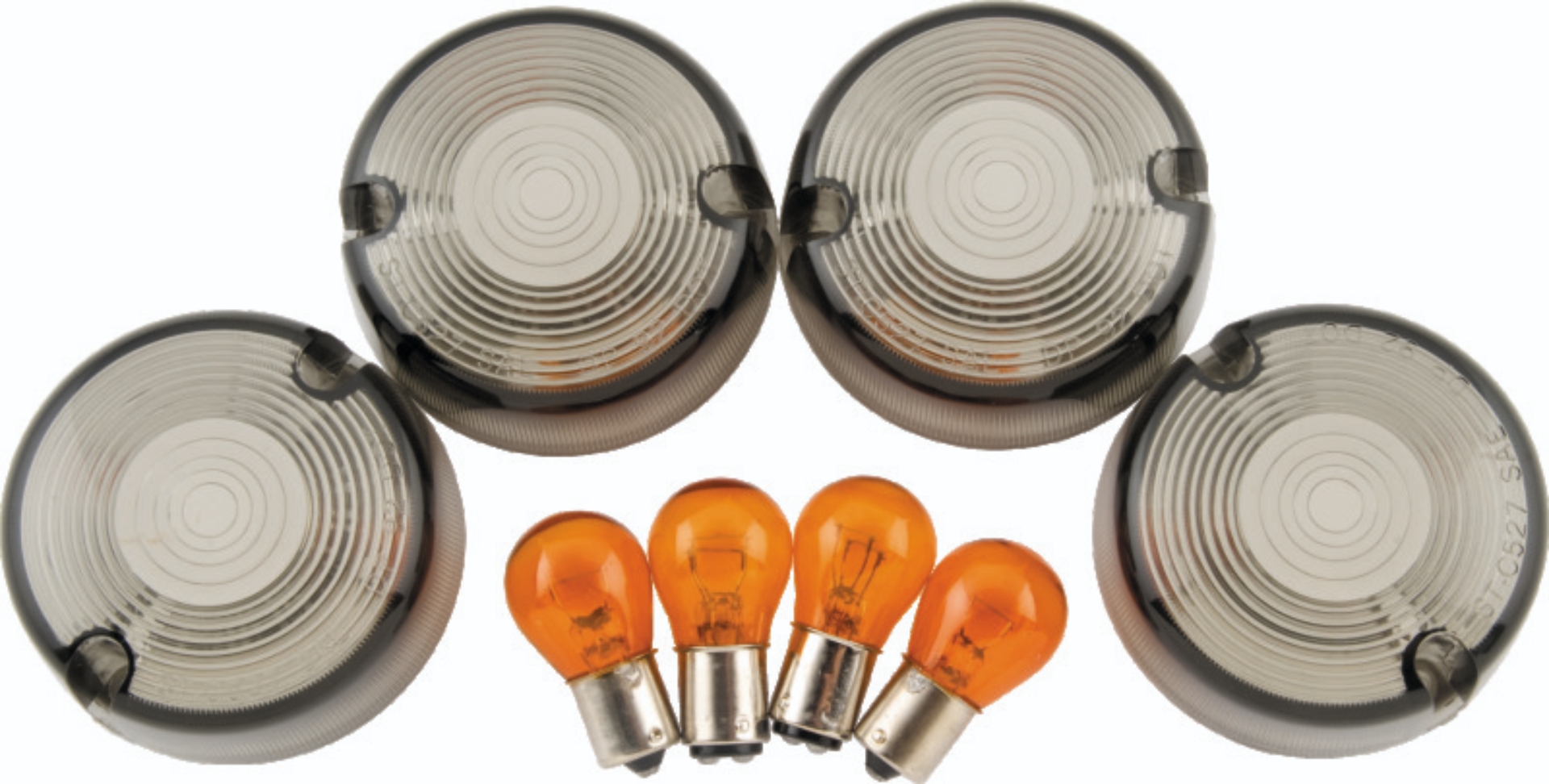 Picture of Bikers Choice 86-99 FXST 86-01 FXD FXR XL Smoked Turn Signal Lens/Amber Bulb Kit Repl H-D 69306-02