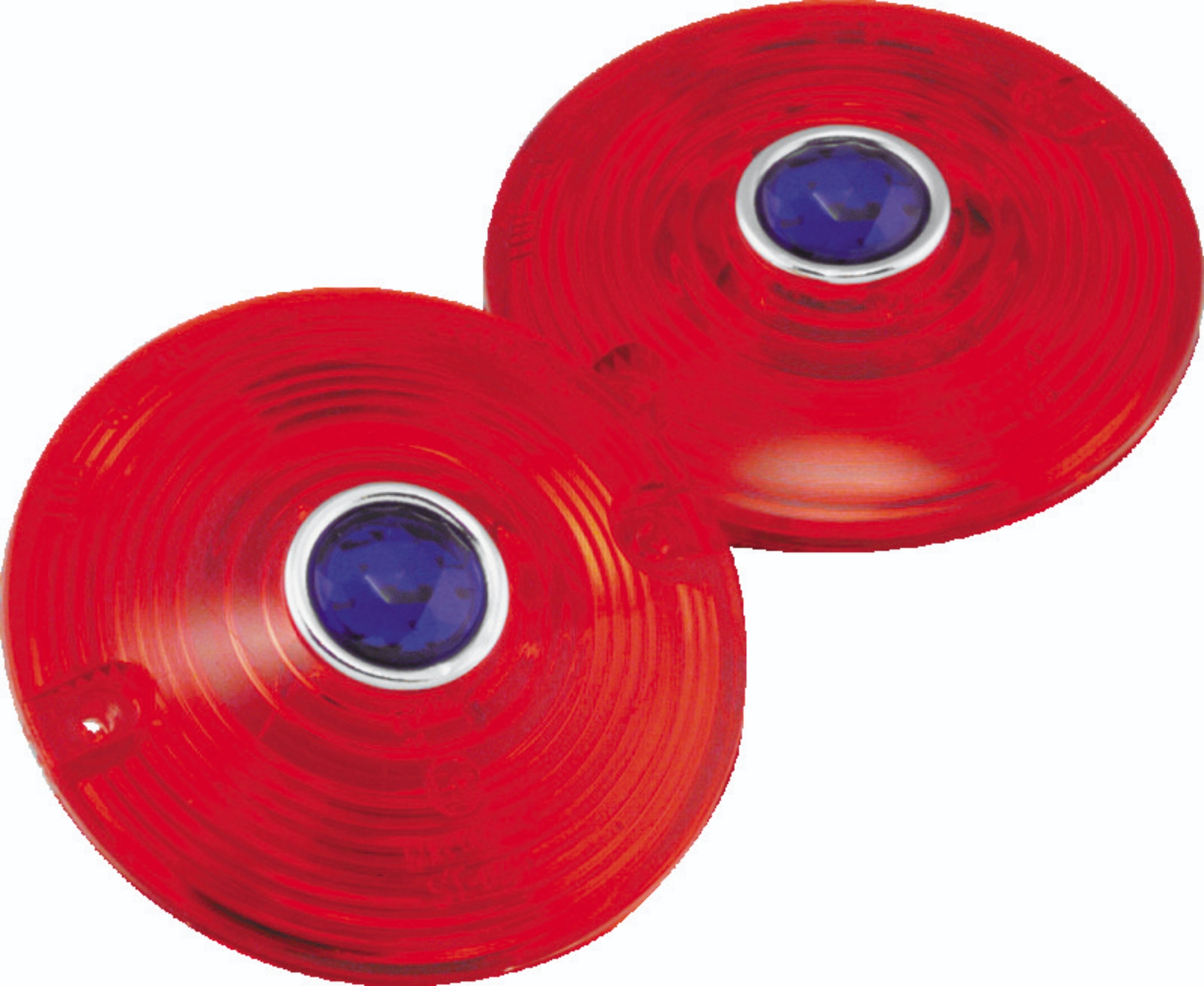 Picture of Bikers Choice 86-17 FLH FLT FLST Red Turn Signal Lens With Blue Dot Pr