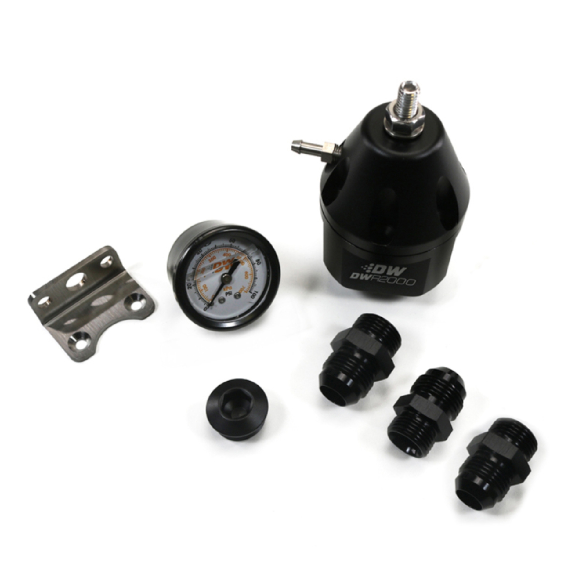 Picture of DeatschWerks DWR2000 AFPR + Pressure Gauge + 10AN Fittings - Anodized Black