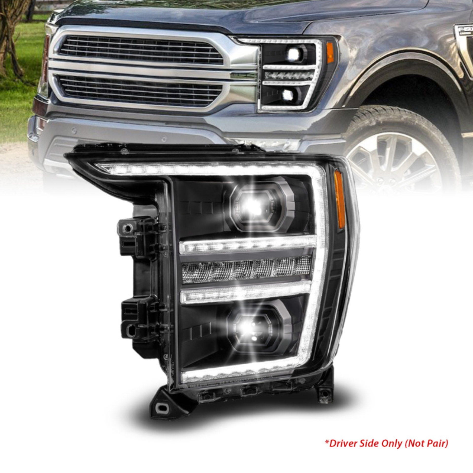 Picture of ANZO 21-23 Ford F150 LED Projector Headlight w/Switchback+Sequential - Black (Driver Side Only)