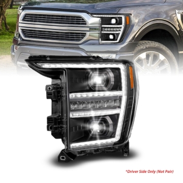 Picture of ANZO 21-23 Ford F150 LED Projector Headlight w/Switchback+Sequential - Black (Driver Side Only)