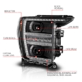 Picture of ANZO 21-23 Ford F150 LED Projector Headlight w/Switchback+Sequential - Black (Passenger Side Only)