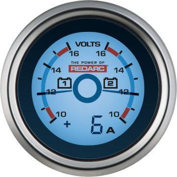Picture of REDARC Dual Battery Voltage Gauge w/Optional Current Display - 52mm