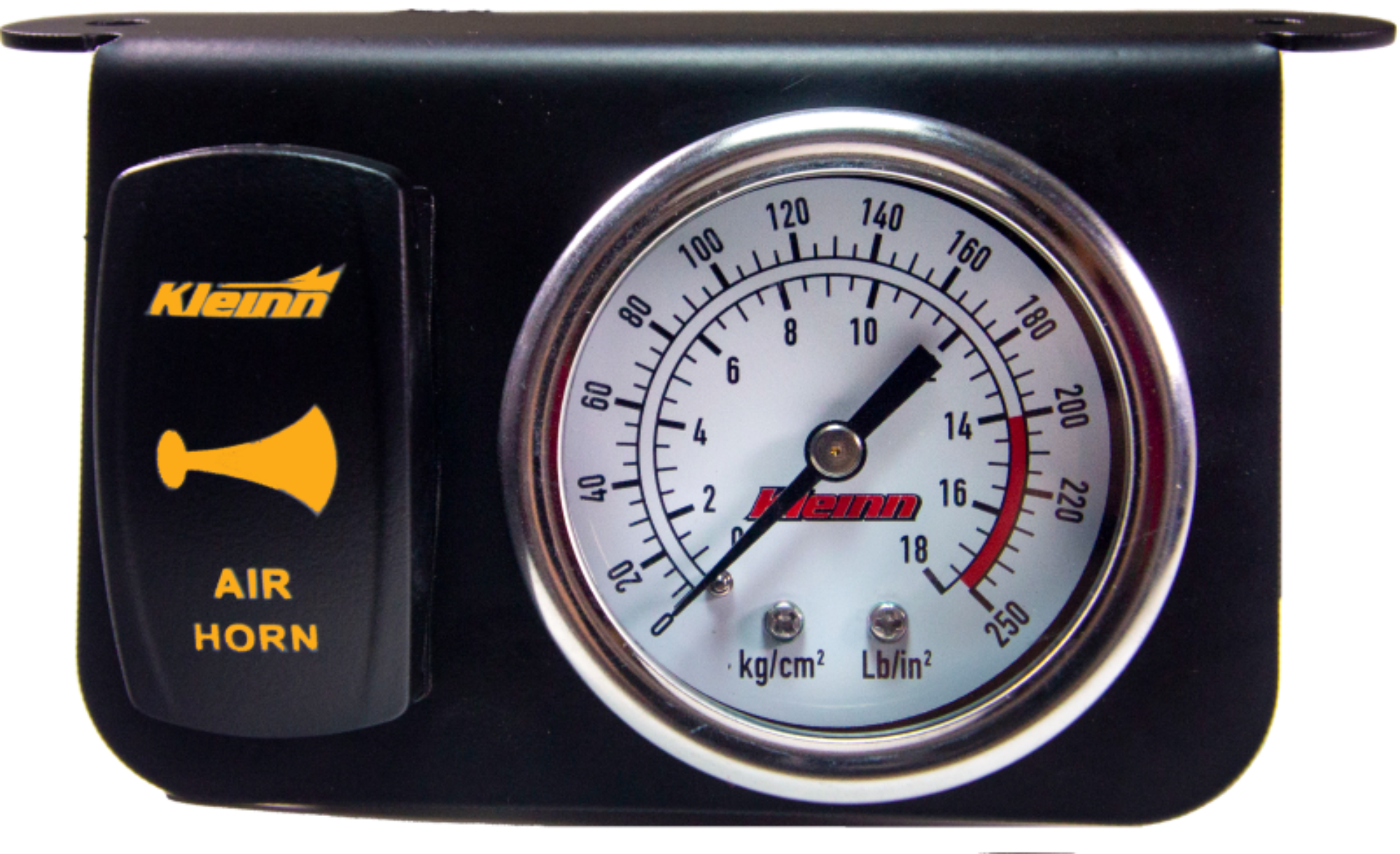 Picture of Kleinn Panel Mounted 160 PSI Gauge w/ an Illuminated AMBER Momentary Rocker Switch